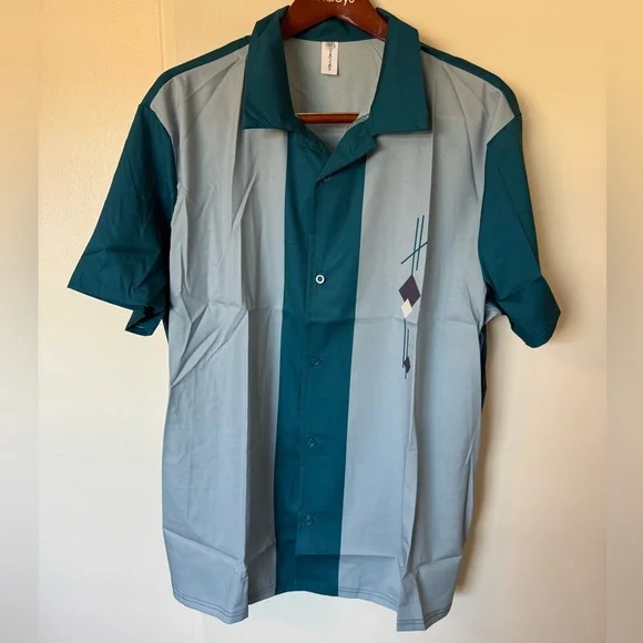Men Retro Short Sleeve Camp Shirt Button Down
Loose Cuban Style Bowling Shirt - Picture 1 of 5